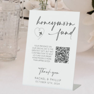 Signe De Table Fonds Lune de Miel QR Code Mariage Réception