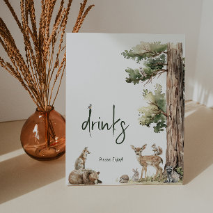 Signe De Table Forêt Bois Animaux Baby shower Boissons
