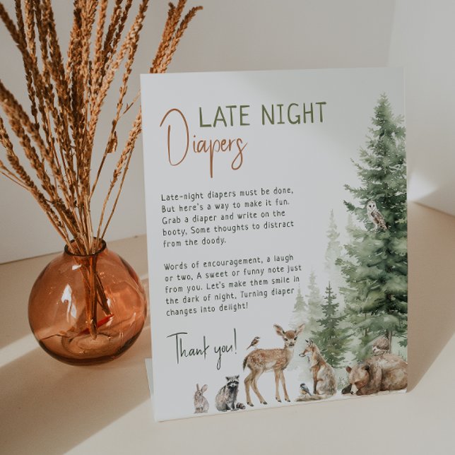 Signe De Table Forêt Bois Animaux Late Night Diapers (Créateur téléchargé)