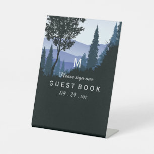 Signe De Table Forêt de bois bleu, Mariage rustique