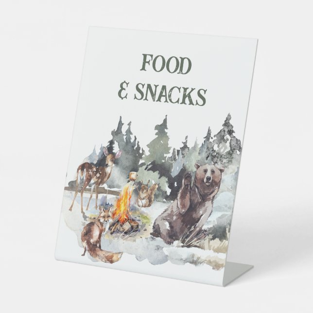 Signe De Table Forêt enchantée Bois rustique Bois 1er anniversair (Recto)