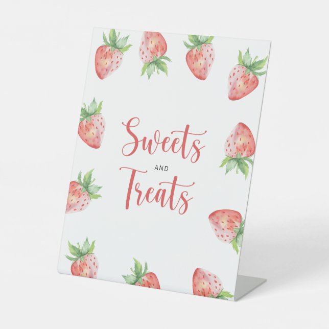 Signe De Table Fraise - bonbons et friandises baby shower (Recto)