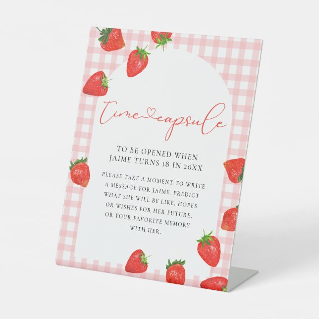 Signe De Table Fraise Premier anniversaire Pink Berry Time Capsul (Recto)