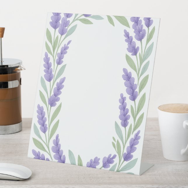 Signe De Table Frame de bordure florale de lavande (In SItu)