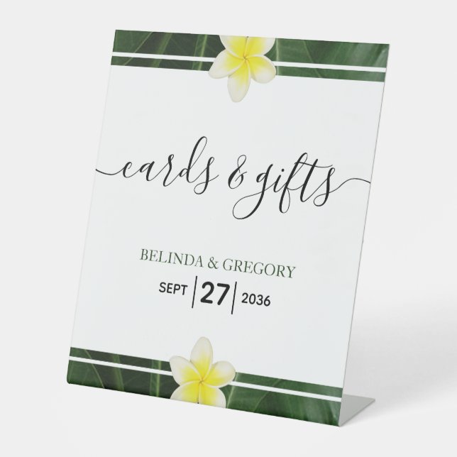 Signe De Table Frangipani Jaune Plumeria Cartes de Mariage & Cade (Recto)