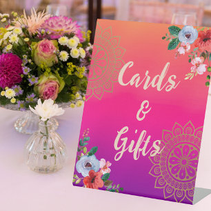 Signe De Table Fuchsia rose orange violet brillant et gras floral