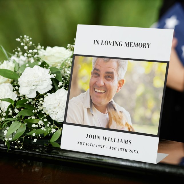 Signe De Table Funérailles blanc noir photo réception (Créateur téléchargé)