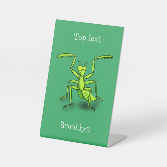 Signe De Table Funny green praying mantis cartoon illustration (Recto)