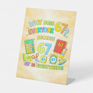 Signe De Table Funny Maths Number 67 Joke Desk Art for Kids