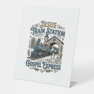 Signe De Table Gare de train Jésus Gospel Express Gare de train J