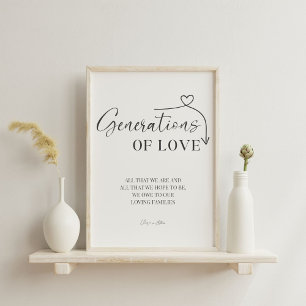 Signe De Table Générations d'amour Mariage de calligraphie modern