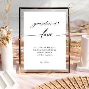 Signe De Table Générations d'amour Mariage de calligraphie modern