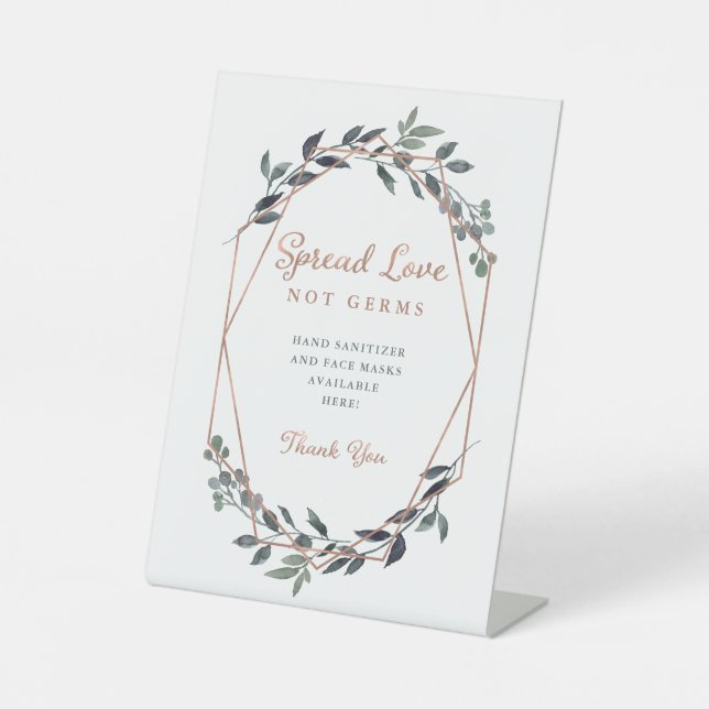 Signe De Table Geo vert | Mariage rose Gold | Sécurité des virus (Recto)