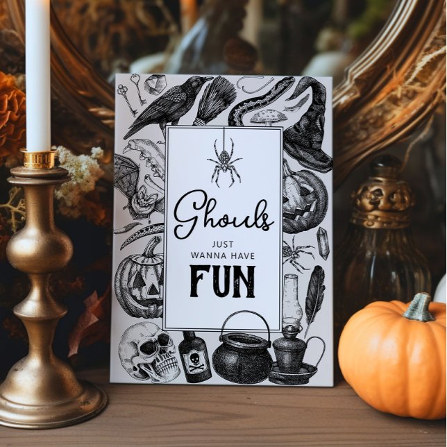 Signe De Table Ghouls veut juste s'amuser fête d'Halloween (ghouls just wanna have fun halloween party sign)