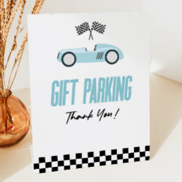 Signe De Table Gift Parking Blue Race Voiture Table