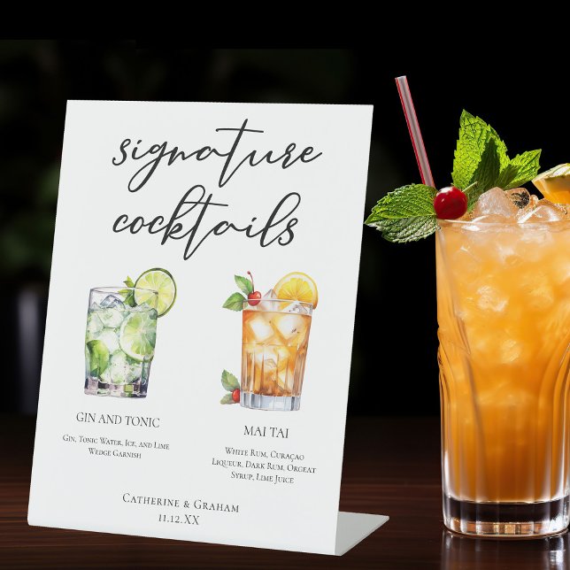 Signe De Table Gin & Tonic Mai Tai Signature Cocktails Menu (Créateur téléchargé)