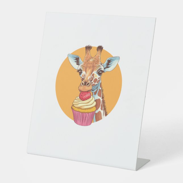 Signe De Table Girafe avec Cupcake   (Recto)