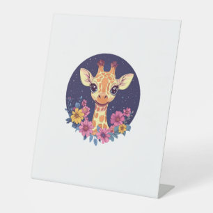 Signe De Table Girafe Parmi Les Fleurs Sous Le Charme Nocturne Ét