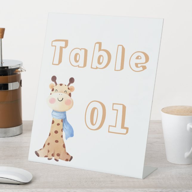 Signe De Table Giraffe de bébé mignonne Numéros de table (In SItu)