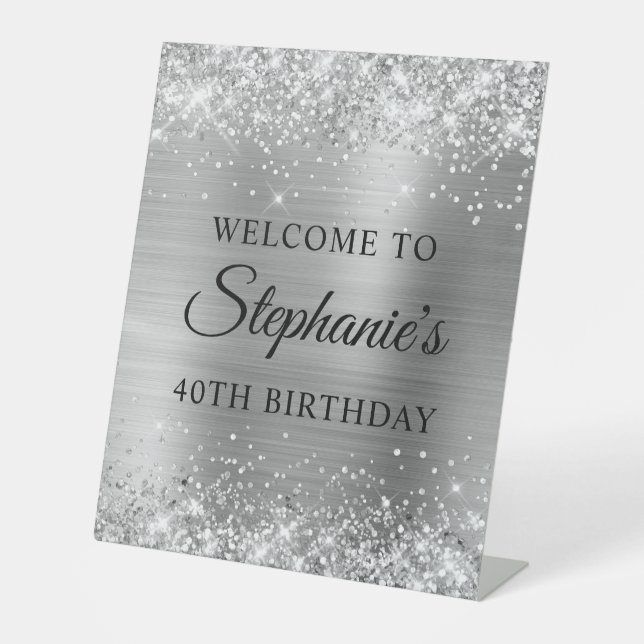 Signe De Table Glittery Silver Foil 40e anniversaire (Recto)
