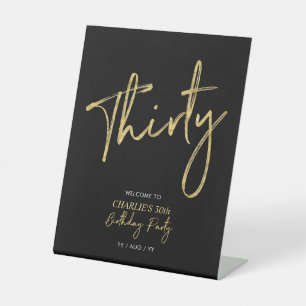Signe De Table Gold & Black Modern 30th Birthday Party Welcome