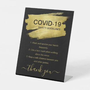 Signe De Table Gold Covid Safety Guidelines Safe Party Black 