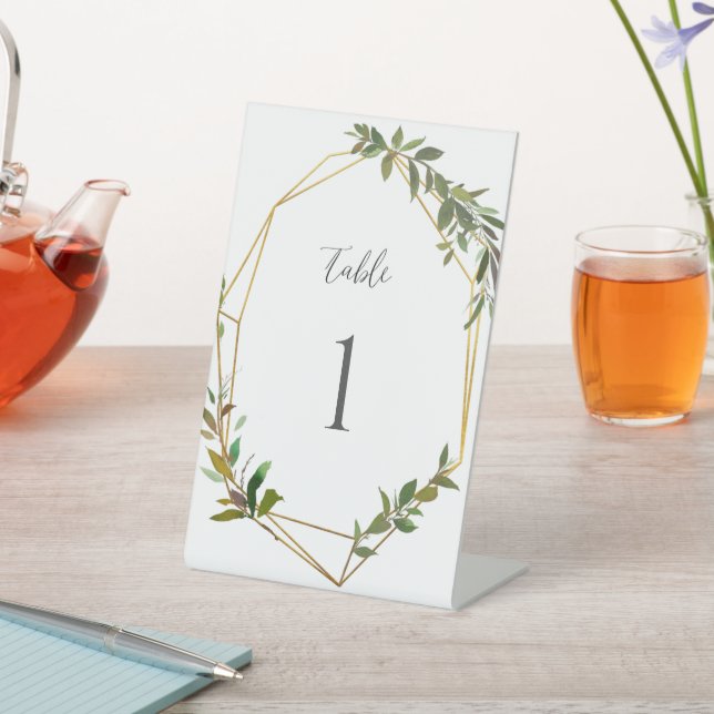 Signe De Table Gold Geometrics Mariage de verdure Numéro de table (In SItu)
