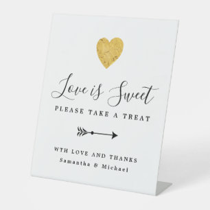Signe De Table Gold Heart Love est Sweet Mariage Dessert Bar