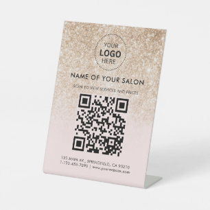 Signe De Table Gold Parties scintillant Salon Business QR Code et