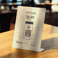 Gold Virtual Tip Jar QR Code Logo Blanc