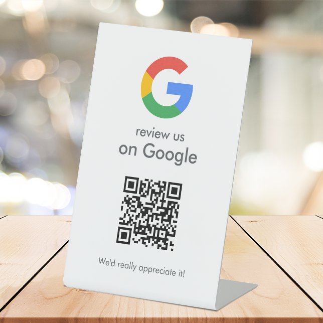 Signe De Table Google Avis | Business Review Link QR Code (Gain Google reviews & grow your business with this editable  rating request tabletop sign.)