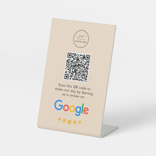 Signe De Table Google Avis | Business Review Link QR Code (Recto)