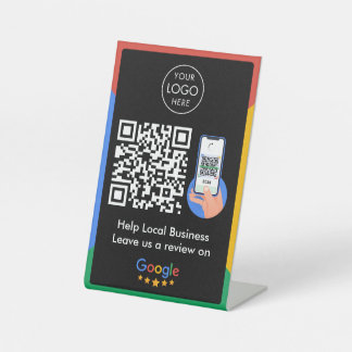 Signe De Table Google Avis Business Review Link QR Code noir