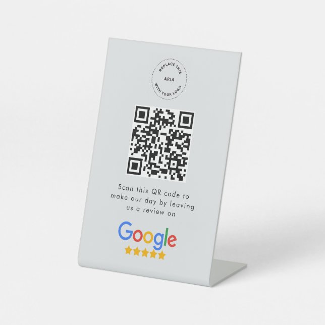 Signe De Table Google Avis | Code QR du lien de révision d'entrep (Recto)