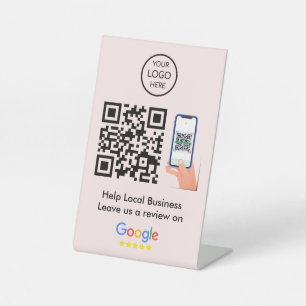 Signe De Table Google Avis Profil d'entreprise Code QR rose