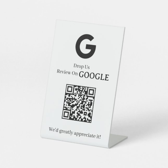 Signe De Table Google Review QR Code | Commentaires professionnel (Recto)