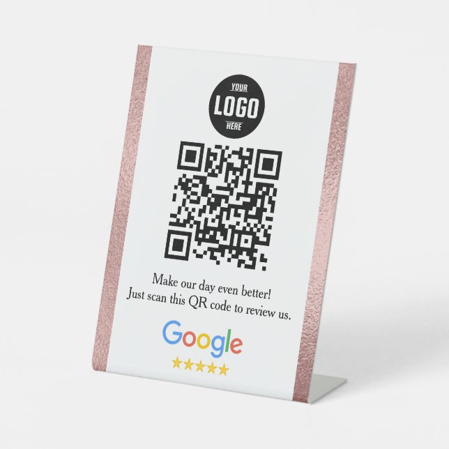 Signe De Table Google Review QR Code Pedestal Sign for Business (Recto)