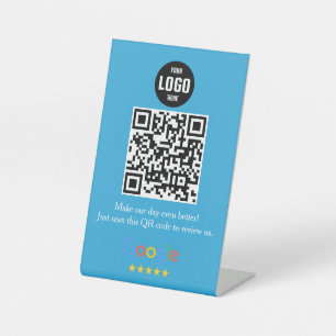 Signe De Table Google Review QR Code Pedestal Sign for Business