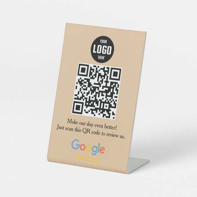 Signe De Table Google Review QR Code Pedestal Sign for Business (Recto)