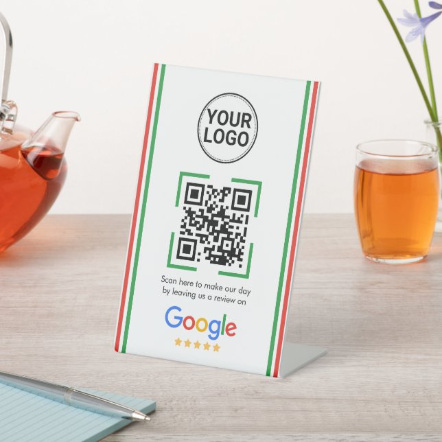 Signe De Table Google Reviews QR Code Custom Logo (In SItu)