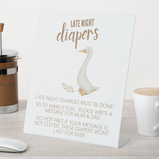 Signe De Table Goose Baby shower Late Night Diapers (In SItu)