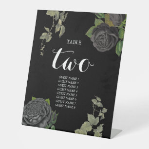 Signe De Table Gothique Halloween Rose noir Numéro de table