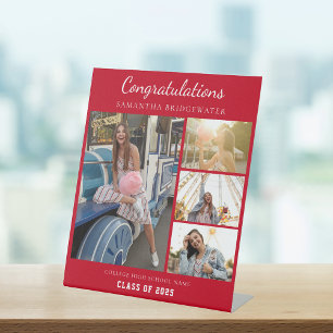 Signe De Table Graduation 2025 Photo Collage Red Graduate Custom