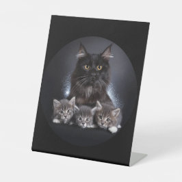 Signe De Table Grand Chat Noir Et Ses 3 Chatons Pose Pour Nous