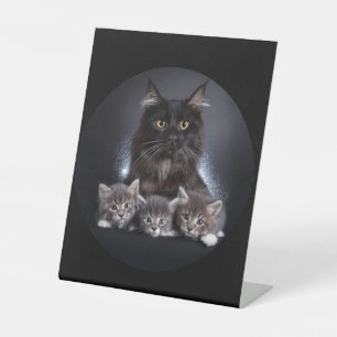 Signe De Table Grand Chat Noir Et Ses 3 Chatons Pose Pour Nous