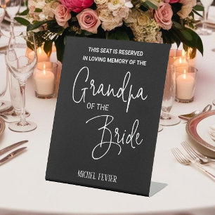 Signe De Table Grand-père noir de la mariée Mariage du siège comm