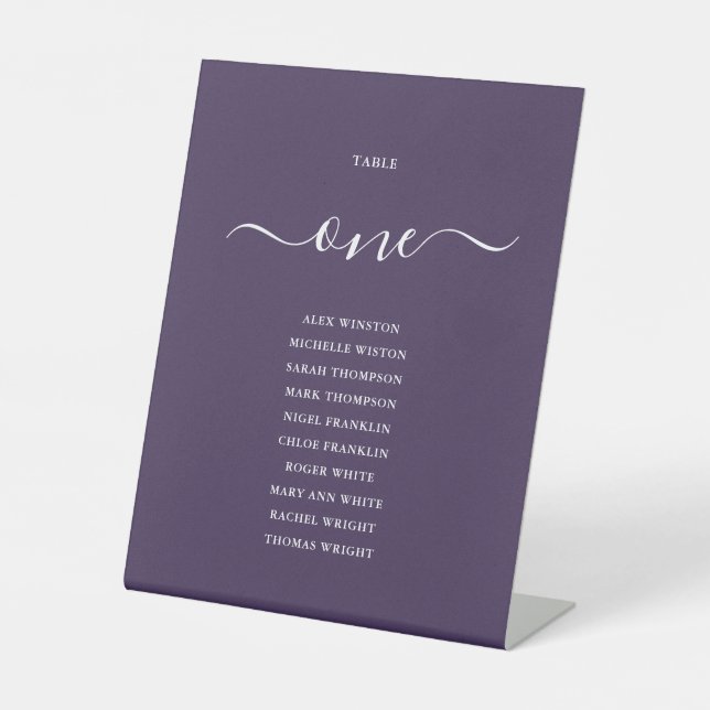 Signe De Table Graphique de table de mariage chic violet (Recto)