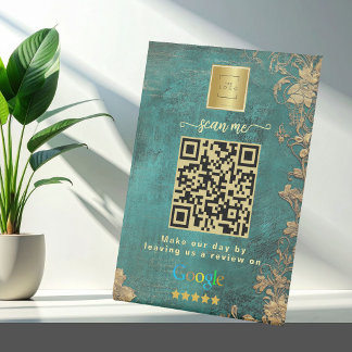 Signe De Table Green Google Reviews Business Link QR Code  