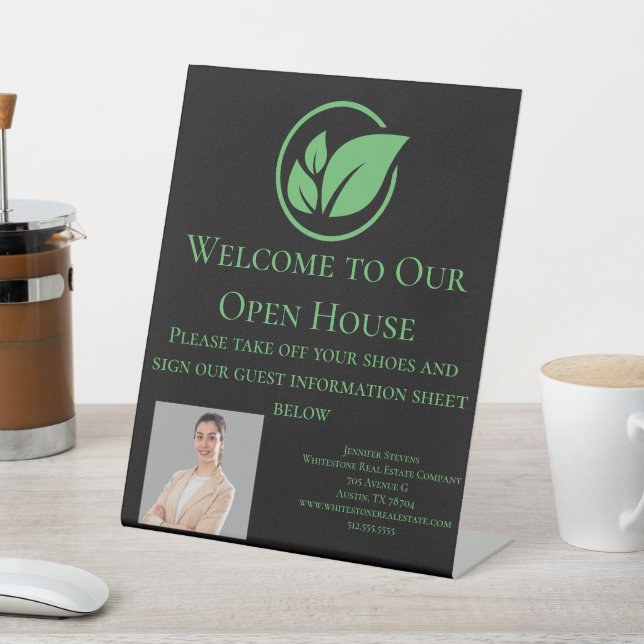 Signe De Table Green leaf Real estate white Marble custom Busines (In SItu)