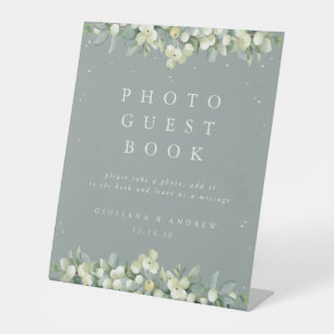 Signe De Table Green Snowberry+Eucalyptus Mariage Photo GuestBook